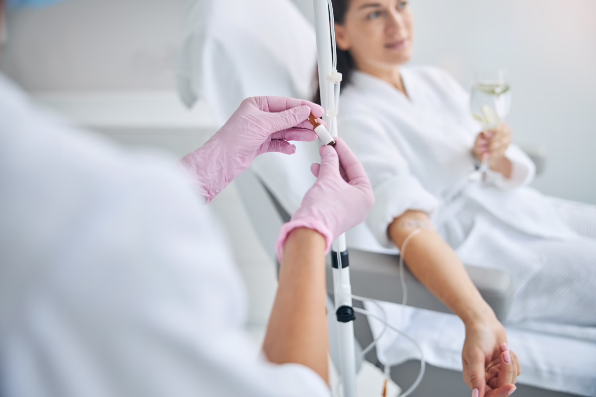 Woman relaxing while getting IV Therapy in St Albert from IV Therapy by Can Occ Wellness 1200